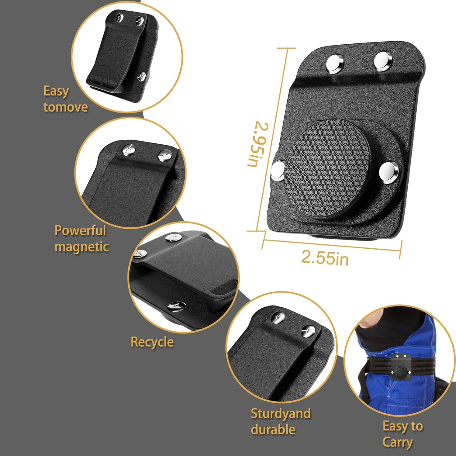 Upgraded Magnetic Tool Holder with Stronger Magnetic Force & Enhanced Durability | For Screws, Nails, Hammer, Sockets, Pliers, Screwdrivers, Trowel, Drill Bits, Wrenches | Clip-On Belt Holster for Electricians, Plumbers, Carpenters - Image 4
