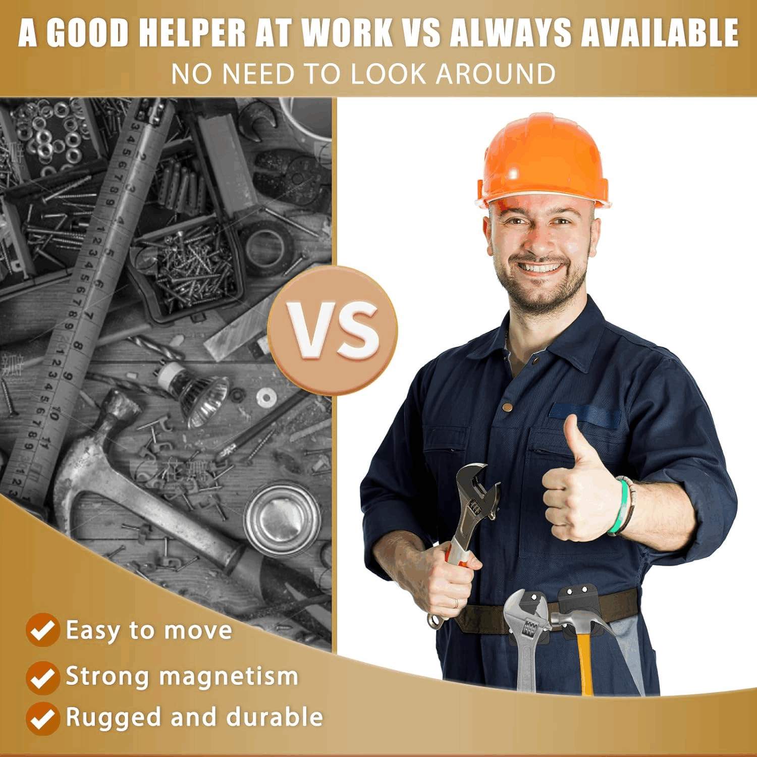 Upgraded Magnetic Tool Holder with Stronger Magnetic Force & Enhanced Durability | For Screws, Nails, Hammer, Sockets, Pliers, Screwdrivers, Trowel, Drill Bits, Wrenches | Clip-On Belt Holster for Electricians, Plumbers, Carpenters - Image 3