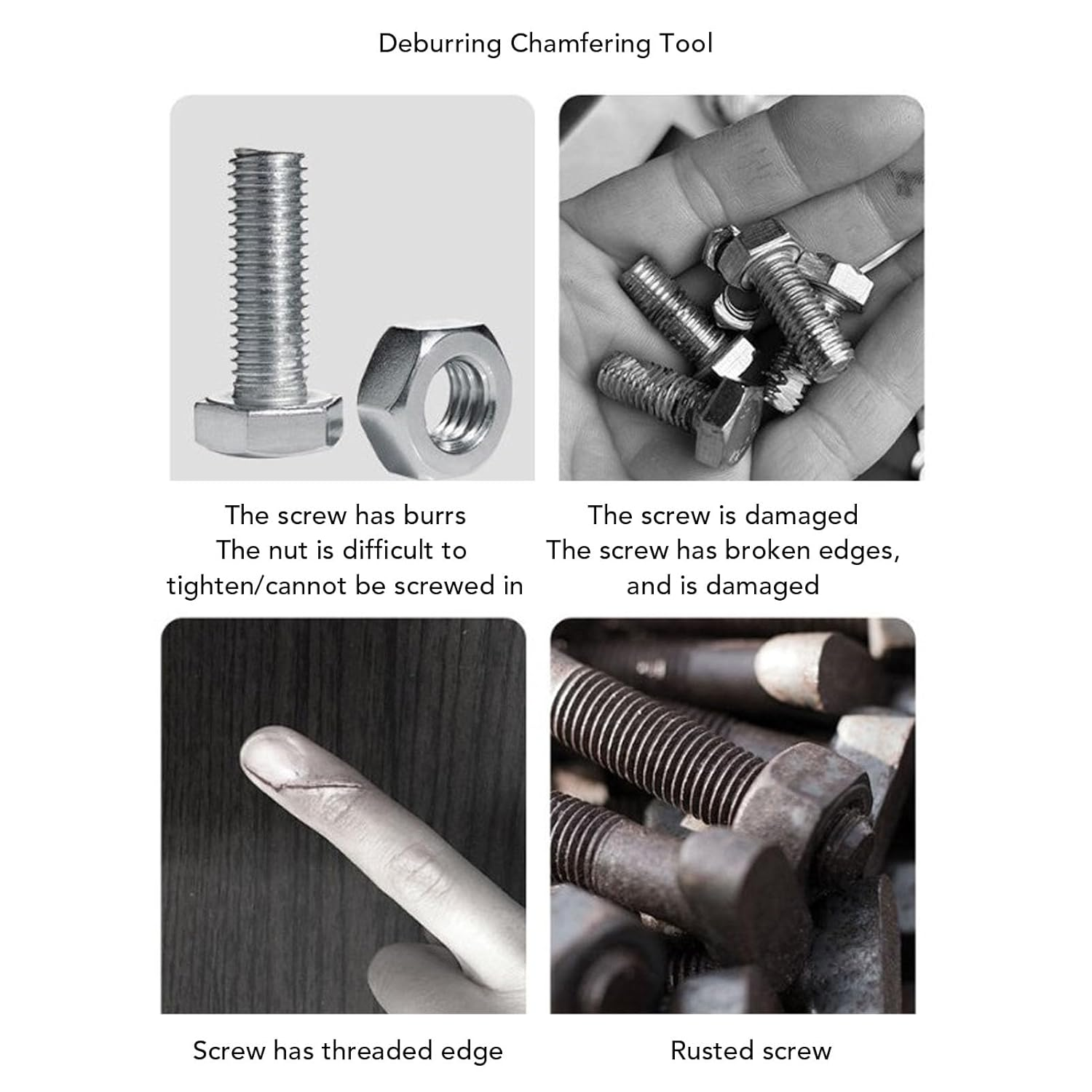 Deburring Tool Chamfer Tool, Hex Shank Deburring Tool for Metal, Bolt Thread Repair with Quick Release Shank Fits - Image 5