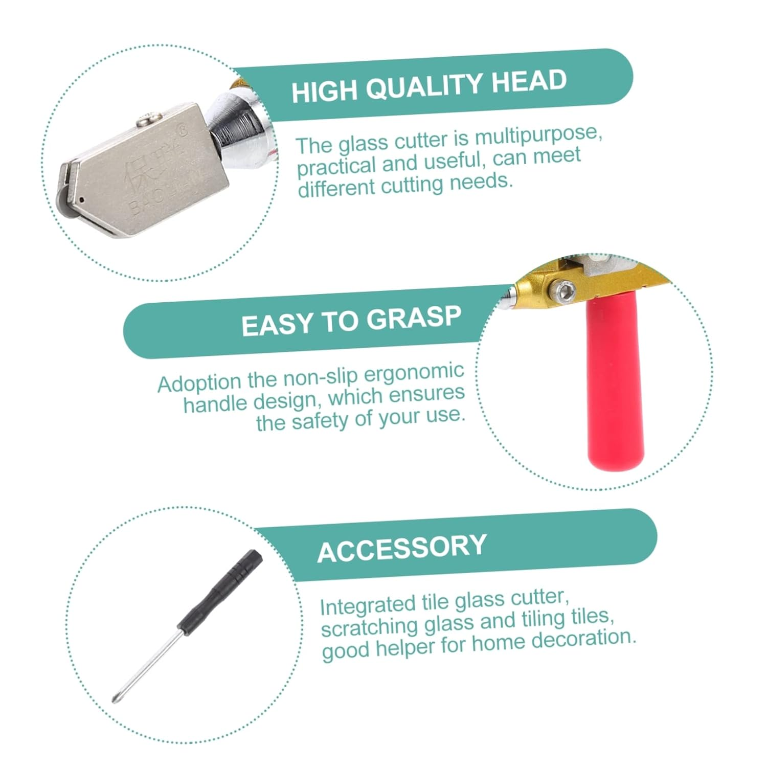 2 in 1 Glass Tile Cutter Hand Tool with Glass Breaking Pliers, Mirror Cutting Kit with 3 Tungsten Steel Blade for Home DIY Cutting Glass Hardware - Image 5