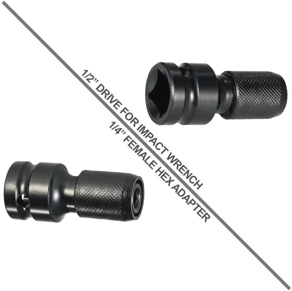 2PCS 1/2 inch Square Drive to 1/4 inch Hex Female Socket Adapter Converter Chuck Adapter for Impact Air,Wrench Adapter Square Drive drill bit holder - Image 7